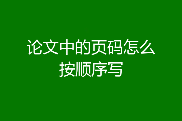 论文中的页码怎么按顺序写