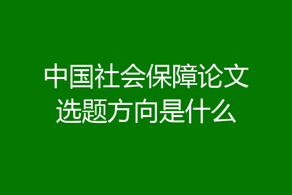 中国社会保障论文选题方向是什么