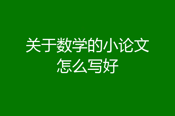 关于数学的小论文怎么写好