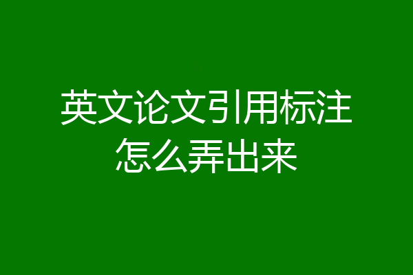 英文论文引用标注怎么弄出来