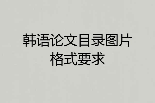 韩语论文目录图片格式要求