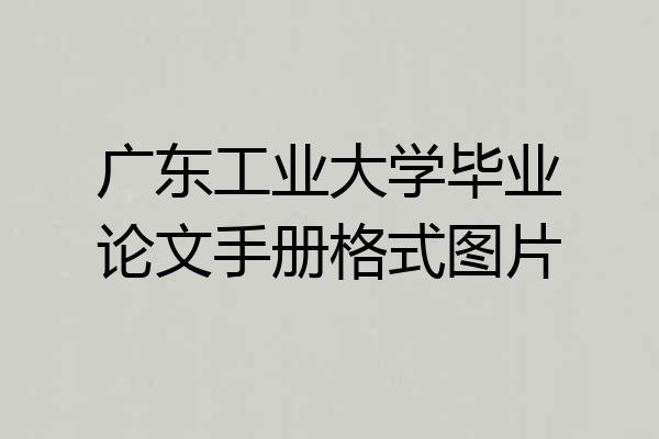 广东工业大学毕业论文手册格式图片
