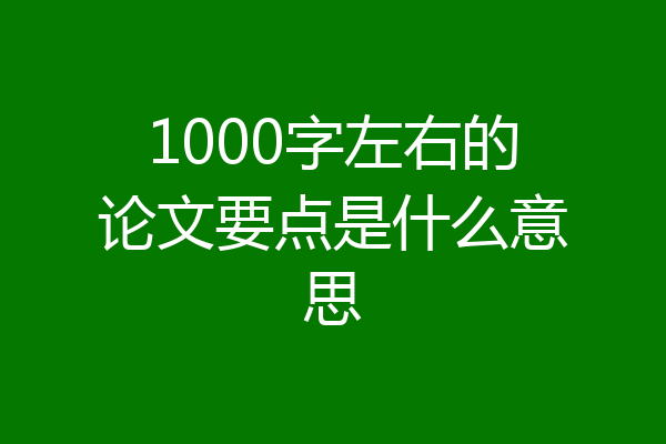 1000字左右的论文要点是什么意思