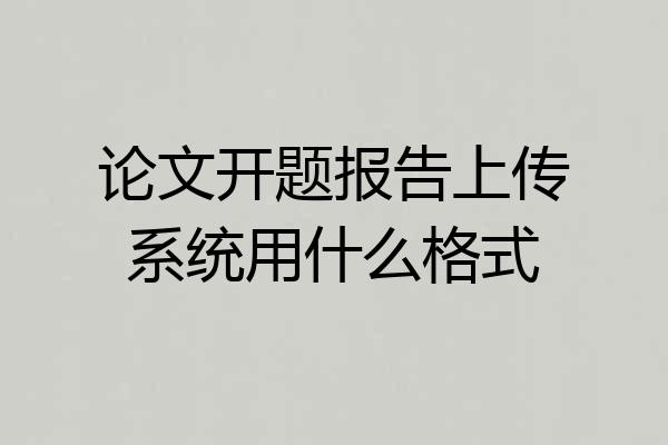 论文开题报告上传系统用什么格式