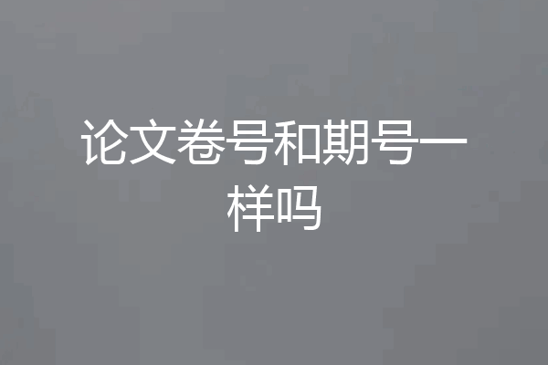 论文卷号和期号一样吗