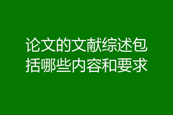论文的文献综述包括哪些内容和要求