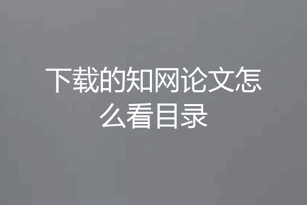 下载的知网论文怎么看目录