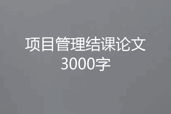 项目管理结课论文3000字