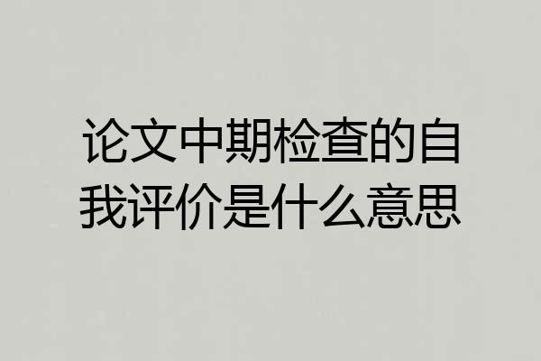 论文中期检查的自我评价是什么意思