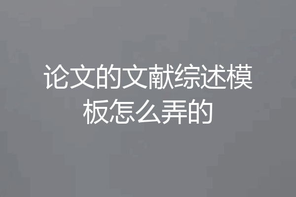 论文的文献综述模板怎么弄的