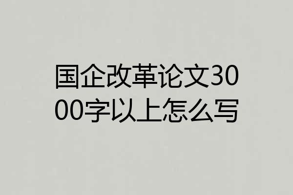 国企改革论文3000字以上怎么写