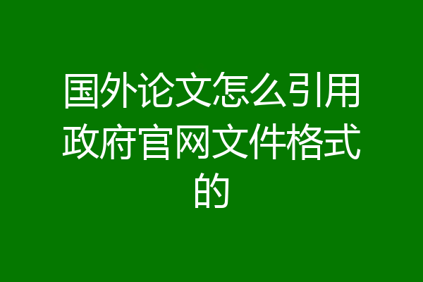 国外论文怎么引用政府官网文件格式的
