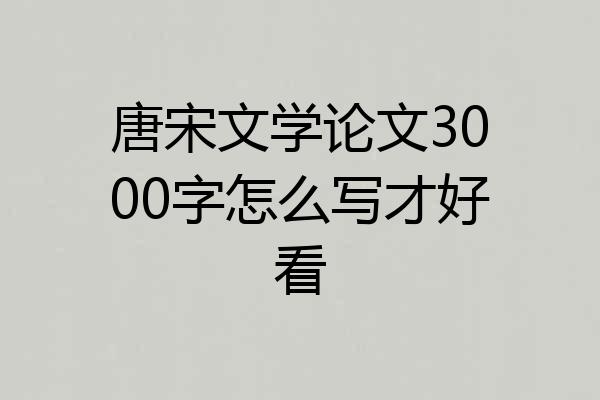 唐宋文学论文3000字怎么写才好看