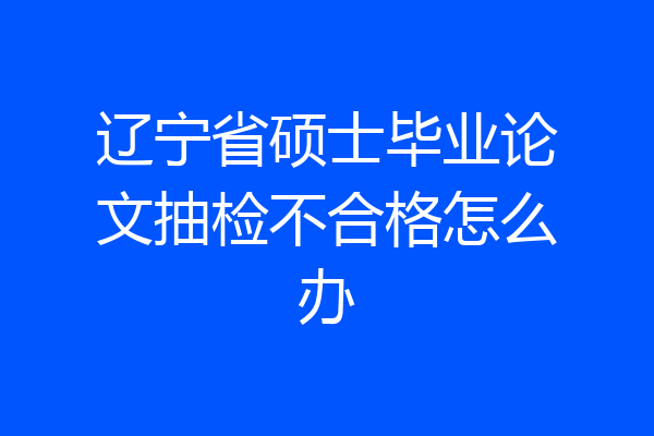 辽宁省硕士毕业论文抽检不合格怎么办