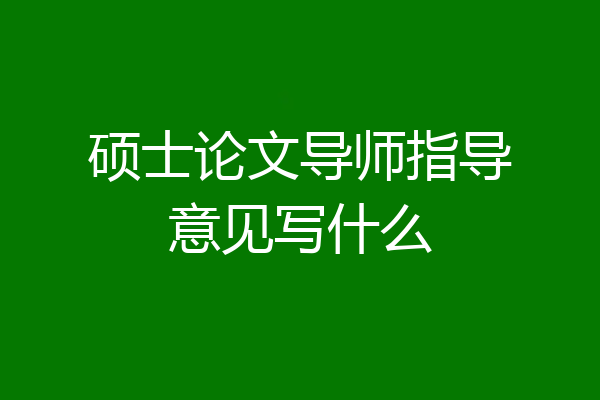 硕士论文导师指导意见写什么