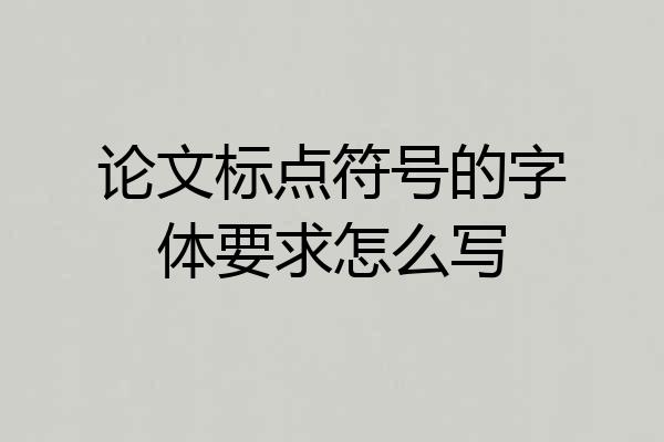 论文标点符号的字体要求怎么写