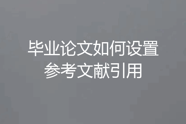 毕业论文如何设置参考文献引用
