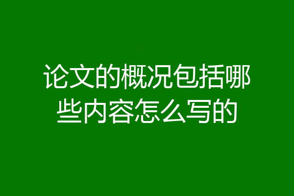 论文的概况包括哪些内容怎么写的