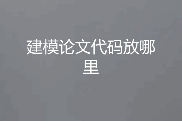 建模论文代码放哪里