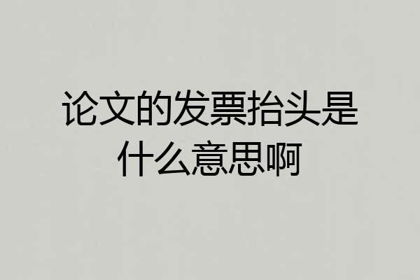 论文的发票抬头是什么意思啊