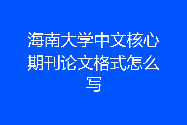 海南大学中文核心期刊论文格式怎么写