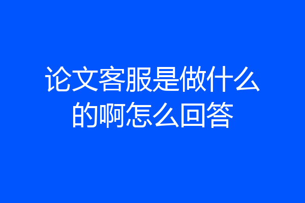 论文客服是做什么的啊怎么回答