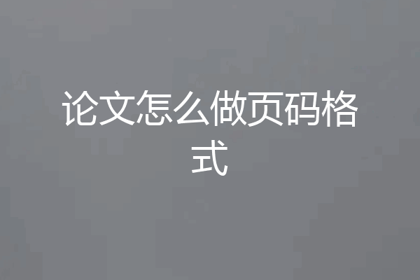 论文怎么做页码格式