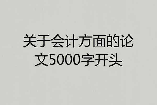 关于会计方面的论文5000字开头