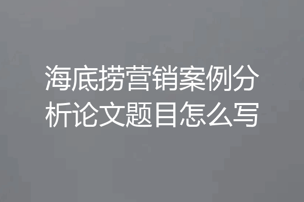 海底捞营销案例分析论文题目怎么写