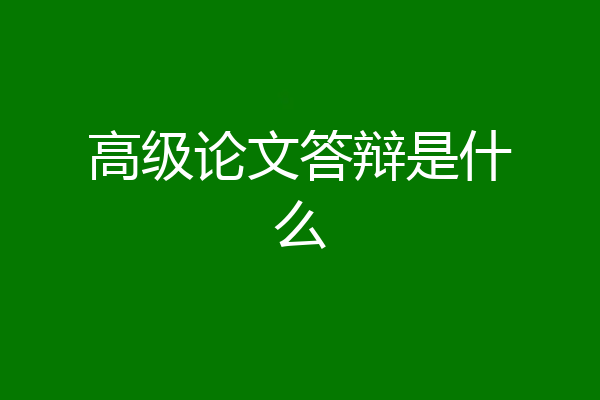 高级论文答辩是什么