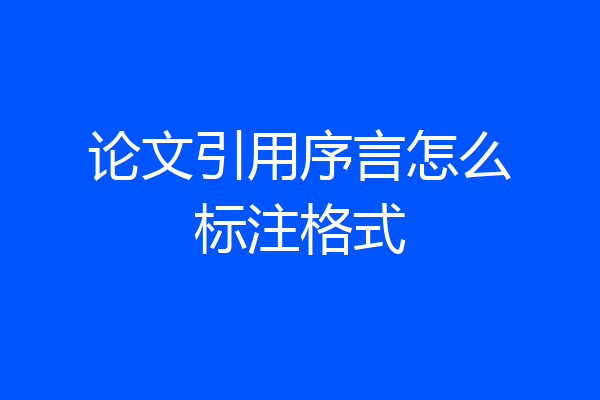 论文引用序言怎么标注格式