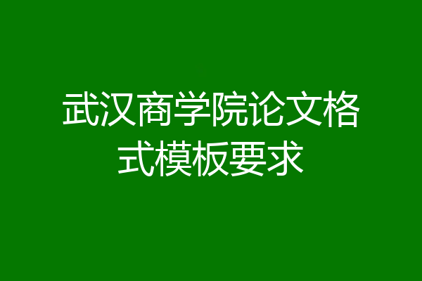 武汉商学院论文格式模板要求