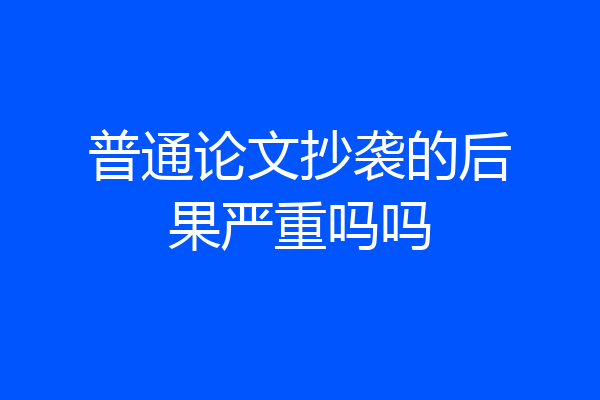 普通论文抄袭的后果严重吗吗