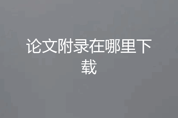 论文附录在哪里下载