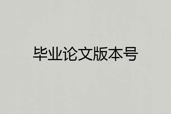 毕业论文版本号