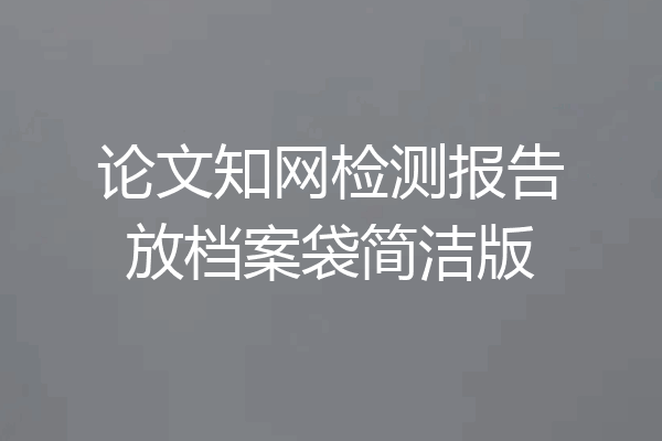 论文知网检测报告放档案袋简洁版