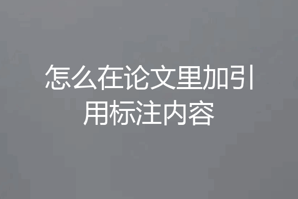 怎么在论文里加引用标注内容