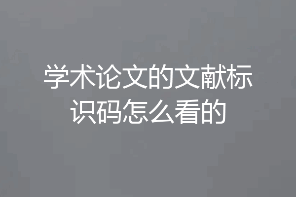 学术论文的文献标识码怎么看的