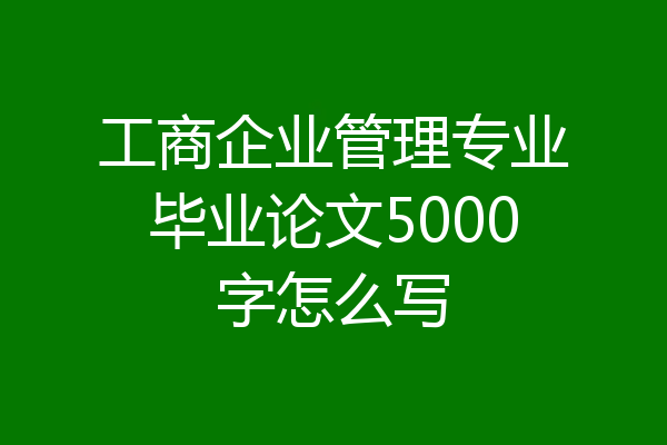 工商企业管理专业毕业论文5000字怎么写