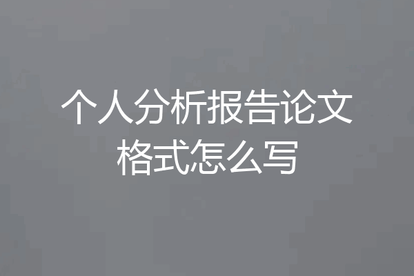 个人分析报告论文格式怎么写