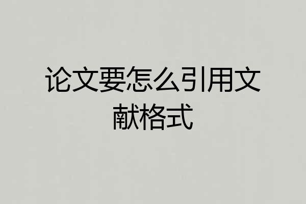 论文要怎么引用文献格式