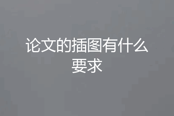 论文的插图有什么要求