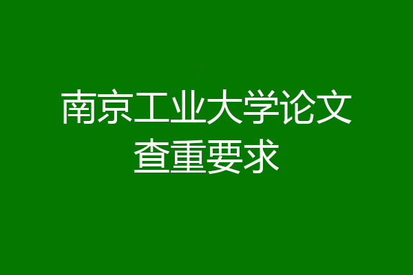 南京工业大学论文查重要求