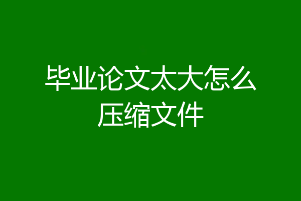 毕业论文太大怎么压缩文件