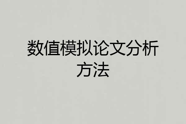 数值模拟论文分析方法