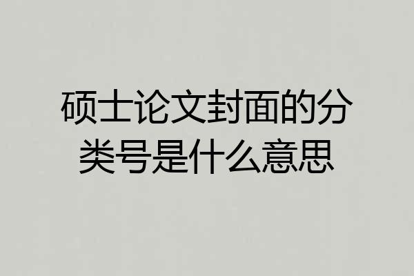 硕士论文封面的分类号是什么意思