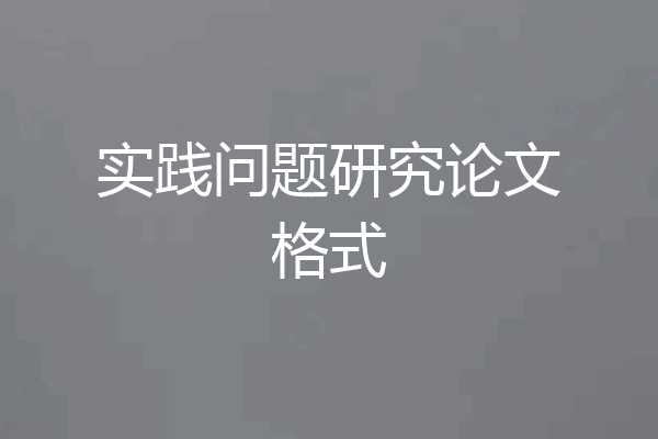 实践问题研究论文格式