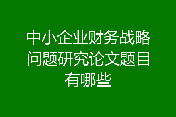 中小企业财务战略问题研究论文题目有哪些