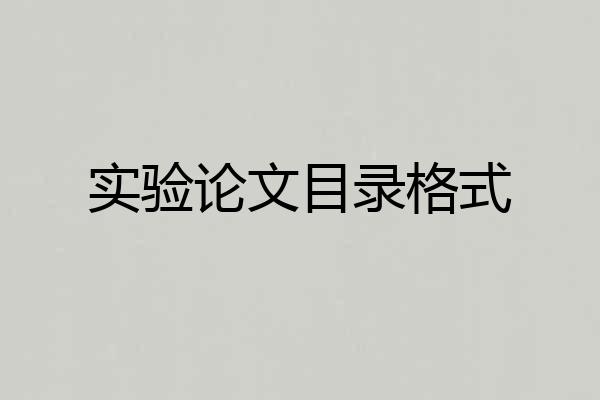 实验论文目录格式