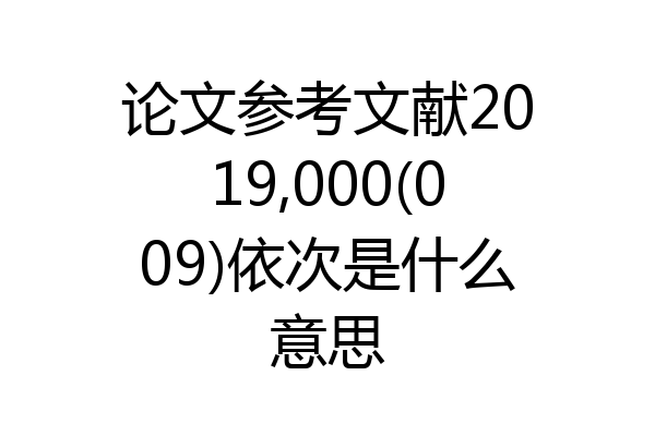 论文参考文献2019,000(009)依次是什么意思